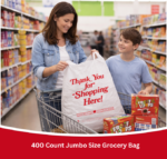 Convenient Club 400 Count Thank You Jumbo Plastic T-Shirt Bags with Handles