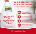 Convenient Club 400 Count Thank You Jumbo Plastic T-Shirt Bags with Handles