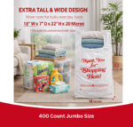 Convenient Club 400 Count Thank You Jumbo Plastic T-Shirt Bags with Handles