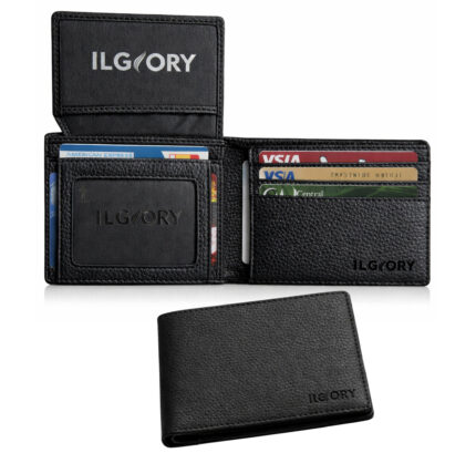 IL GLORY Wallet for Men Genuine Leather RFID Blocking Bifold Stylish Wallet With 2 ID Window 10 Pockets