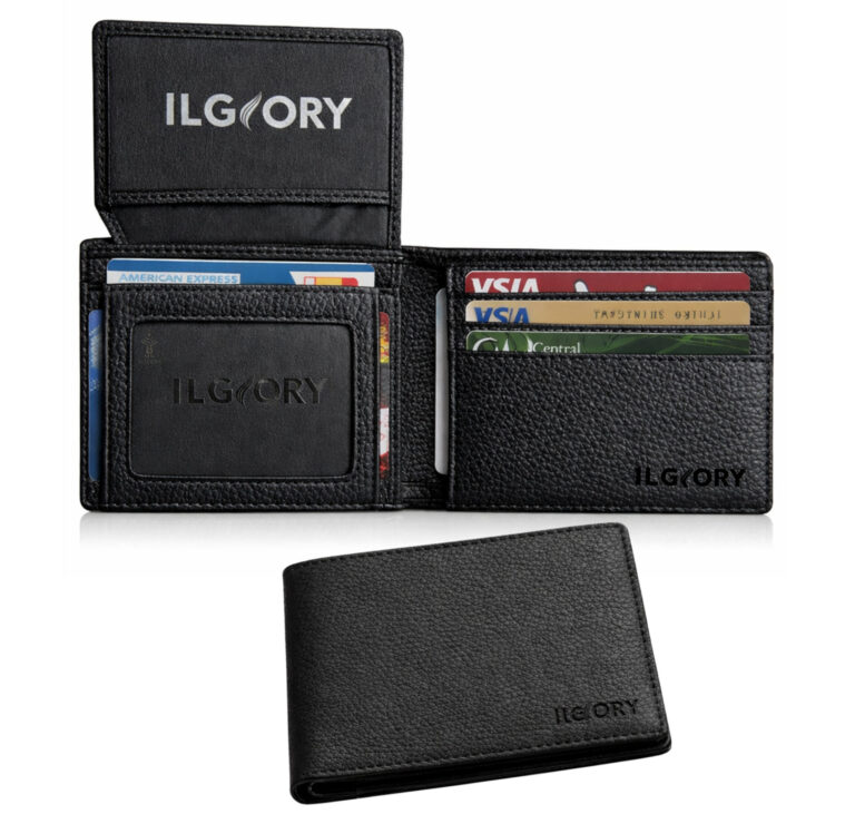 IL GLORY Wallet for Men Genuine Leather RFID Blocking Bifold Stylish Wallet With 2 ID Window 10 Pockets